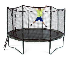 child jumping on a trampoline