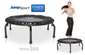 woman exercising on her fitness trampoline