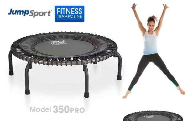woman jumping on her fitness trampoline