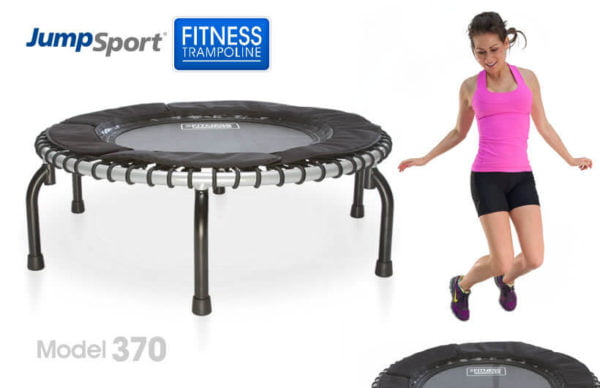 woman exercising on her fitness trampoline